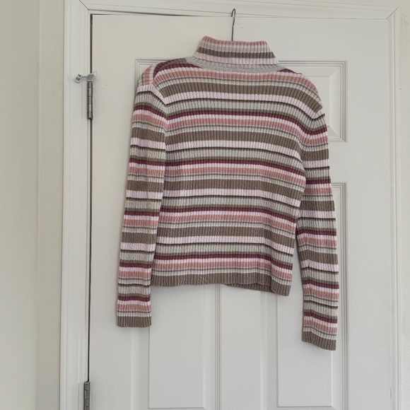 Sonoma Lifestyle Pastel Striped Turtleneck Sweater Long Sleeve - Picture 2 of 3